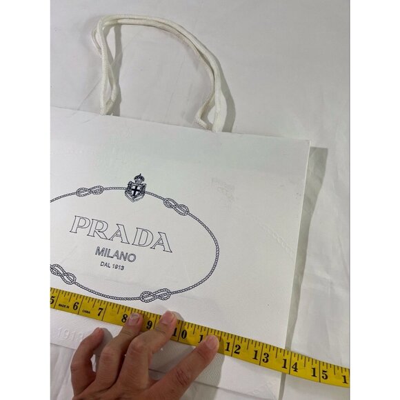Prada Paper Reusable Shopping Bag Rope Handle White 9.6" x 13.6 " x 5.5" - Picture 3 of 12